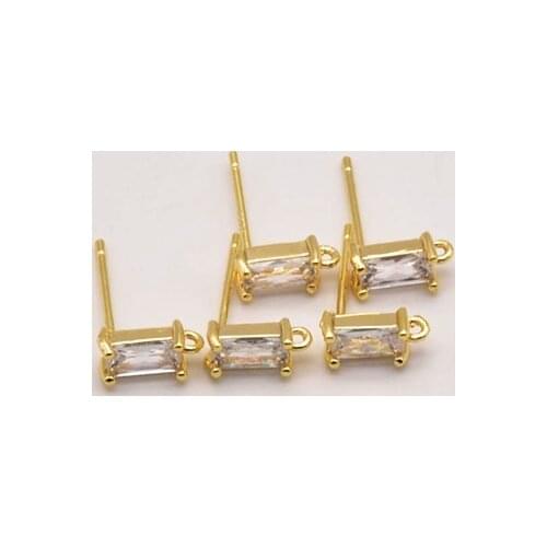 2pair 9mm*4mm White Zircon 925 Sterling Silver Stud Earrings Diy Jewelry Making Accessories Earring Findings Wholesale JA0143