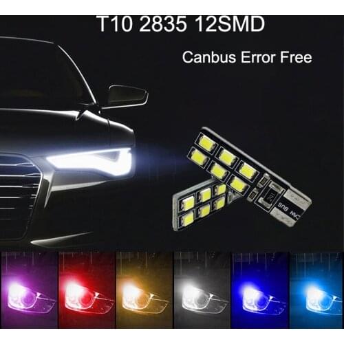 20Pcs T10 W5W 2835 12SMD LED Canbus Error Free Car Bulbs For 192 168 194 2825 Clearance Lamps License Plate Lights 12V