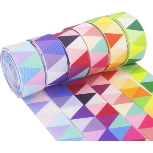5 Meters/lot 2.5cm Triangle Print Grosgrain Ribbon for DIY Hairbow Craft Supplies Gift Box Bouquet Wrapping Party Decor Material