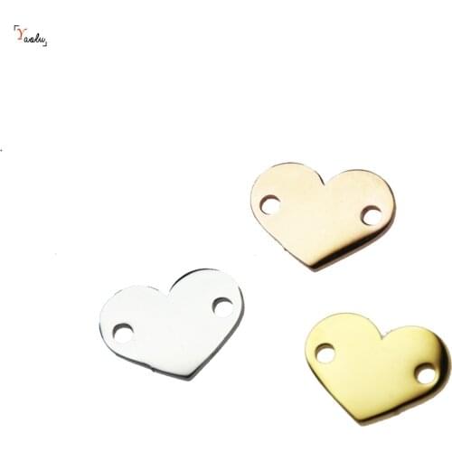 5pcs/lot blank heart charm connector Stainless Steel Connector Heart Blank Flat Heart Charms 12mm