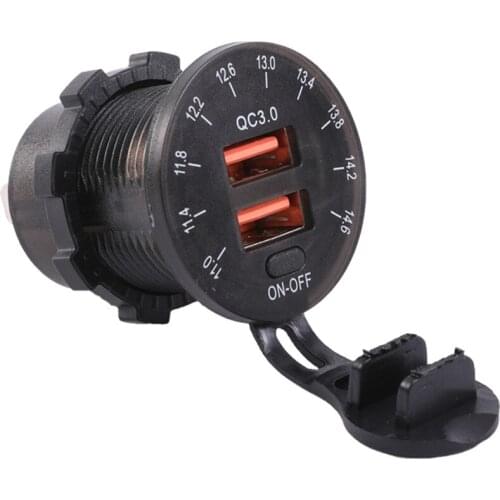 Kebidu USB Power Adapter QC 3.0 Dual USB Charger Socket 36W USB Car Fast Charger With Color LED Voltage For Car Motorcycle ship