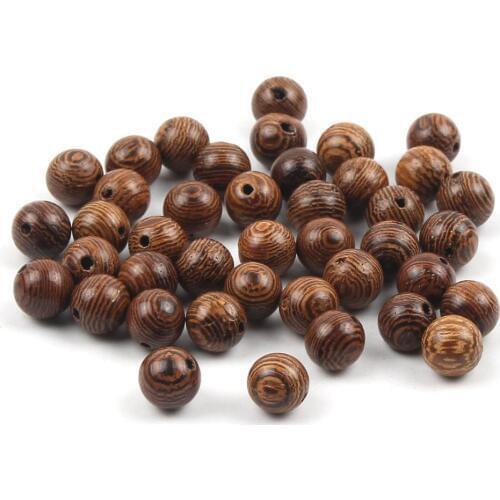 100pcs Natural Round Wooden Beads DIY Brown Striped Beads Crafts Handmade Childrens Bracelets Necklace Jewelry Accessories
