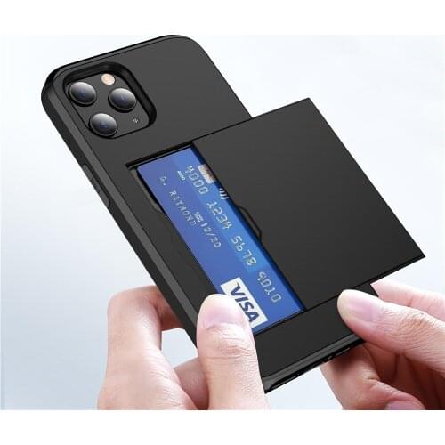 Cover For iPhone 12 Mini 11 Pro MAX XS MAX XR X 6S 8 7 Plus Wallet Card Holder Slide Protection Case For iPhone 12 pro max Funda