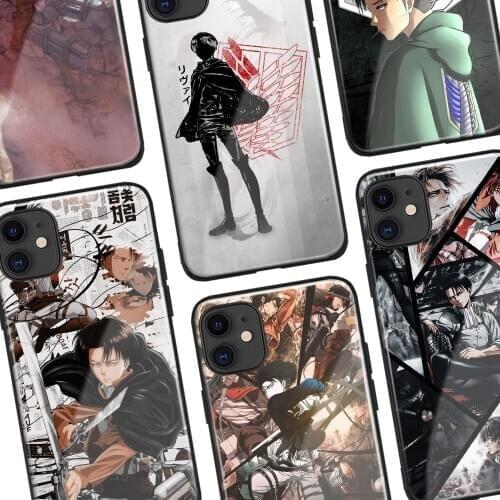 Levi Ackerman Attack on Titan Tempered Glass TPU Silicone Phone case For iPhone 6 6s 7 8 X Xr Xs 11 12 mini Pro Max cover shell