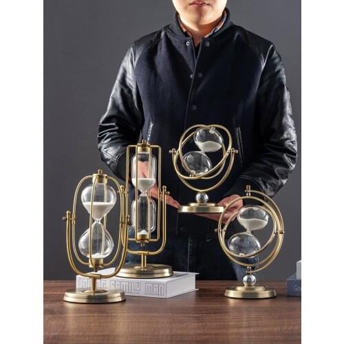 Wooden Sandglass Metal Sand Hourglass 15/30/60 Minute Countdown Timer Clock Golden Timing Adornment Desk Decoration Home Decor