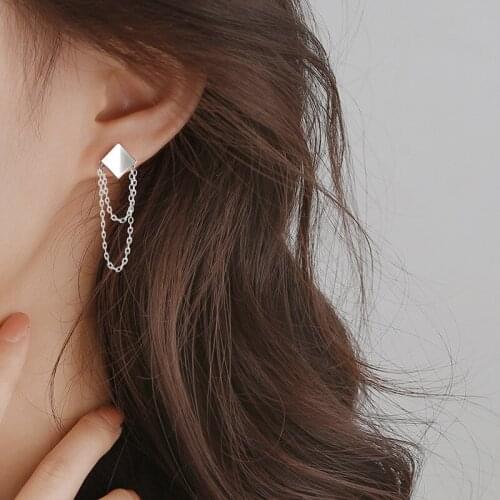 Double-layer Chain Hoop Earrings For Women Fashion Geometric Vintage New Trendy Punk Hip-Hop Lady Jewelry Accessories BOYULIGE