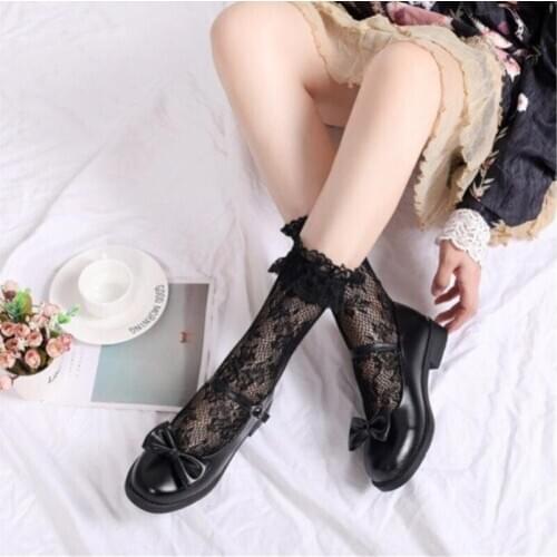 Japanese jk uniform student sweet lolita shoes detachable bowknot round head women shoes kawaii girl cosplay leather shoes loli