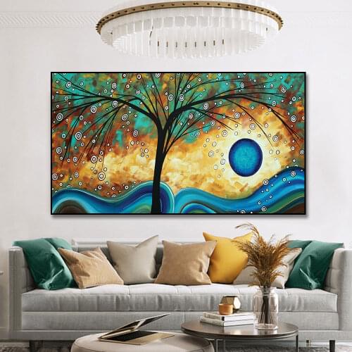 Colorful Abstract Tree Canvas Painting Poster Print Nordic Wall Art Picture For Living Room Home Decor Decoration Frameless