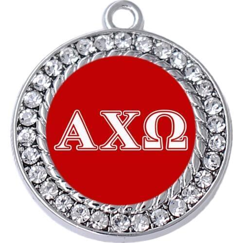 Double Nose Alloy Metal Crafts Stickers Alpha Chi Ome Charms Pendants University Organizations Students Memory Sorority Jewelry