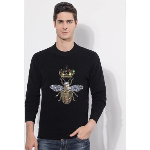Fashion Diamond stone Mens Sweaters Male Knitwear sweater warm hot drill Round Collar clothing cotton casual pullovers