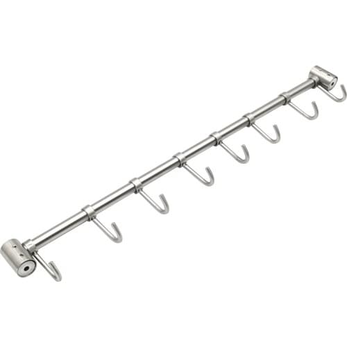 Wall Mounted Utensil Rack Stainless Steel Spatula Holder With 7 Hook Furniture Bathroom Wall Hanging Kitchen Rail Organizer