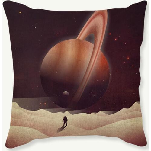 Universe Galaxy Planets Mars Venus Jupiter Astronaut Print Sofa Throw Pillow Cover Restaurant Bookstore Decoration Cushion Cover
