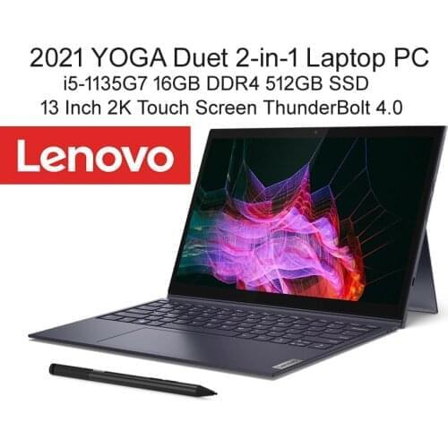 High-end Lenovo 2-in-1 Laptop PC 13 Inch Yoga Duet Touch Tablet+Keyboard i5-1135G7 16GB 512GB SSD 2160x1350 Touch ThunderBolt4