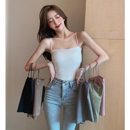 2021 New Womens Cotton Underwear Sexy Solid Color Top Women Outdoor Slim Top Fashion Sports Suspender Tank Up Female Crop Top