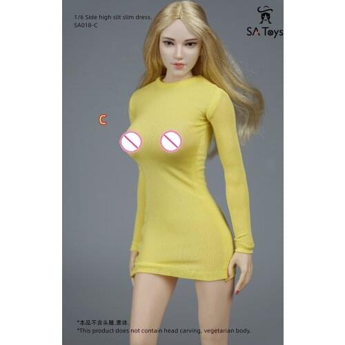 1/6 Female Slim Dress Side High Slit Girls Tight Skirt Clothes Model For 12'' Action Figure Dolls In Stock