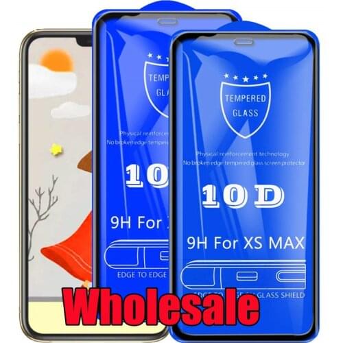 10pcs 10D Tempered Glass Full Glue Cover Premium 9H Screen Protector Film For iPhone 12 Mini 11 Pro Max XS XR X 8 7 6 Plus SE