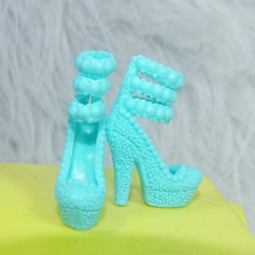 Wholesale Original 1 pair Tender green high heel princess shoes classic shoes sandals for Barbie Doll shoes 1/6