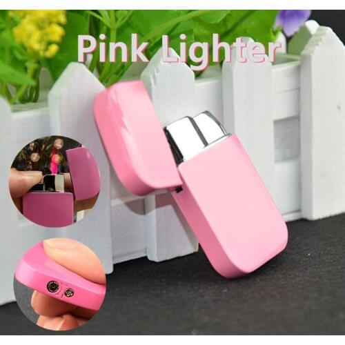 Creative Pink Lighter Ultra-thin Inflatable Cigarette Lighter Jet Turbo Butane Red Flame Igniter Ladies Gift Smoking Accessories