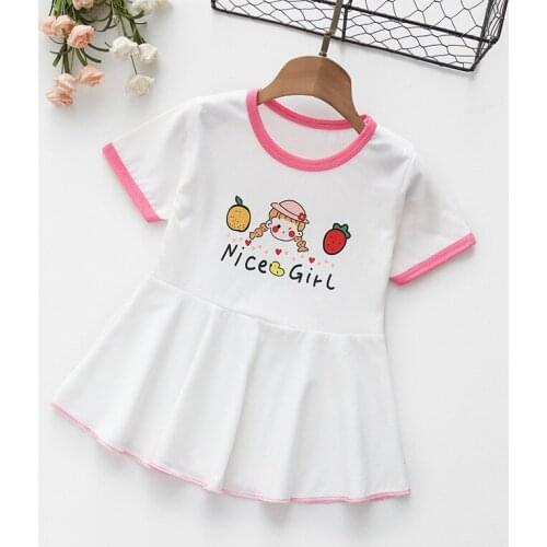 Short Sleeve Girl Dress 2021 Summer Children Clothes Kids Princess Dress Boutique Girl Dresses Casual Round Collar Baby Costume