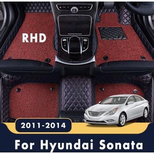RHD For Hyundai Sonata YF 2014 2013 2012 2011 Luxury Car Floor Mats Double Layer Wire Loop Carpets Interior Styling Protect