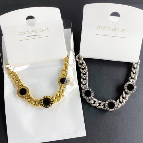 Luxury Famous Brand Jewelry Rose Gold Stainless Steel Roman numerals Bracelets & Bangles Female Charm Bracelet For Women