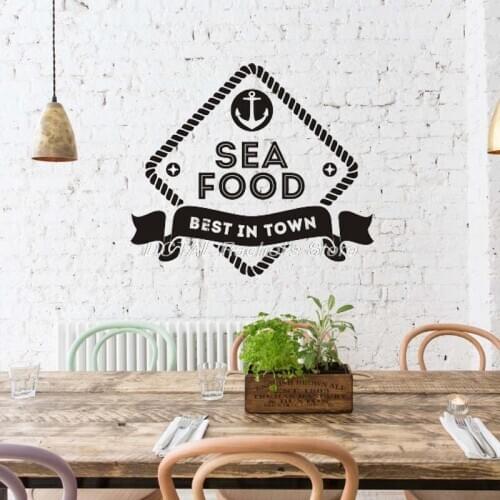 Seafood Restaurant Decor Best In Town Vinyl Wall Decal Kitchen Dining Room Sticker Bar Drink Art Sticker