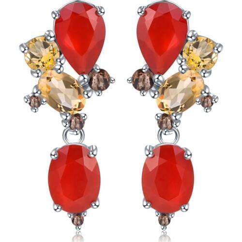 GEMS BALLET 925 Sterling Silver Irregular Stud Earrings Natural Carnalian Citrine Gemstone Earrings for Women Bijoux Jewelry