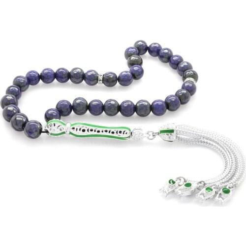 Tesbihane Alpaka Tassels Green Enamel Globe Cut His Stone Rosary