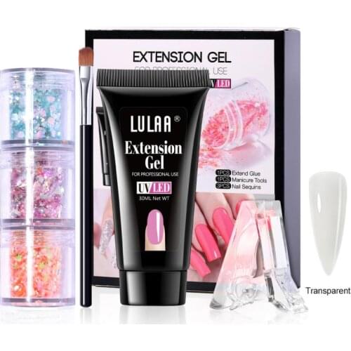 Crystal Nail Extension Glitter 3 Boxes Sequins Set Free Paper Holder Solid Phototherapy Glue Model Manicure Set TSLM1