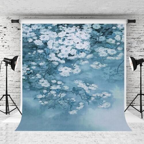 VinylBDS 5X7FT Newborn Blue Flowers Photography Backdrop Princess Decorations Photocall Photo Studio