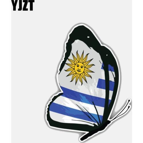 YJZT 8.1CM*11CM Uruguay Butterfly Flag Funny Window Helmet Body Decal Car Sticker 6-3006