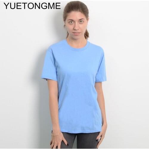 Cotton polyester women t shirt O neck solid candy color lady top tees tshirt black white pink purple gray plus size BT067