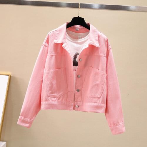 Short Denim Jacket Plus size Women White Loose Long-sleeve Jeans Outwear Tops Purple Casual Ladies Coat 2021 Spring Autumn New