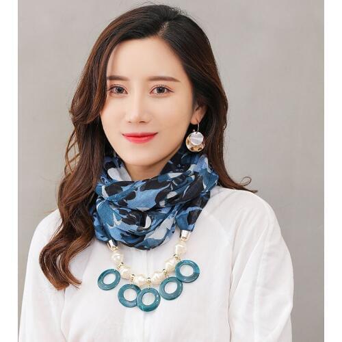 Womans handkerchief chiffon hijab hair scarf amber necklace Alec resin effect jewelry pendant free of carriage