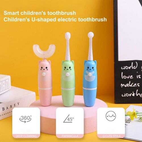 U-shape Electric Kids Toothbrush Lovely Shape Deep Clean Baby Cartoon Modeling Toothbrush Portable Children Oral Cleaner