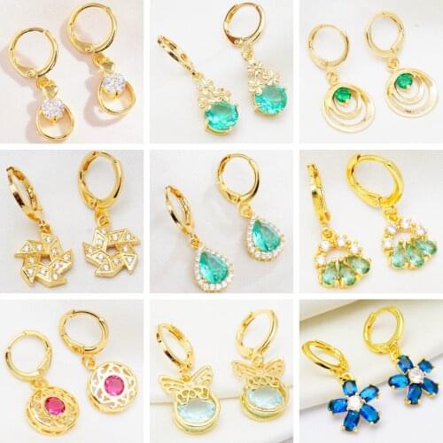 44 Styles Earrings Wholesale Rose Gold Color Gemetric Jewelry Russia Womens Favorite Zircon Earings Fashion Girls Gifts