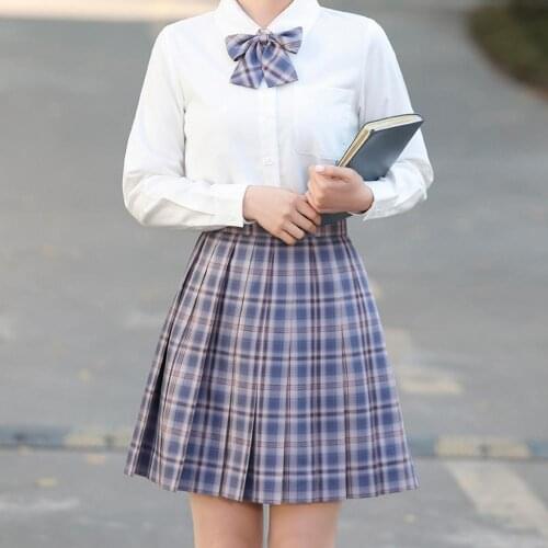 60% Dropshipping!! Women Pleated Skirt High Waist Anti-wrinkle Japanese Style Sexy Plaid A Line JK Skirt
