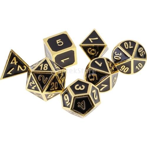 7 Pieces Zinc Alloy Enamel Multi Sided Dices D4-D20 for Dungeons and Dragons RPG Board Game Accessory