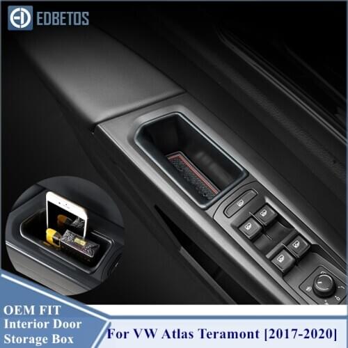 4PCS/set Car Inner Side Front Door Handle Storage Box Tray Holder For Volkswagen VW Atlas Teramont 2017 - 2020 Car Accessories