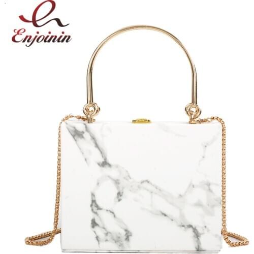 White & Black Marble Box Style Crossbody Bag for Women Fashion Purses and Handbags Shoulder Chain Bag Designer Bag Party Pouch
