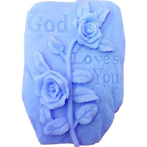 God loves you flower rose handmade soap liquid silicone mold cake decoration mold essential oil cold soap mold
