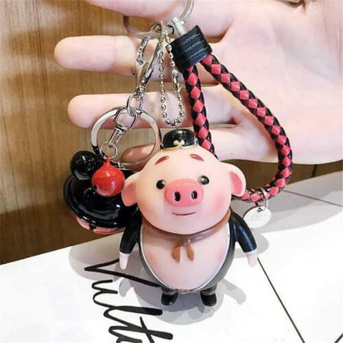 Lovely Pig Key Ring Keychain Cute Phone Strap Hanging Charm Creative Ring Gift