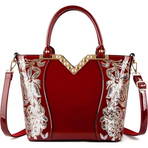 Brand Designer Handbag Women High Quality Patent Leather Shoulder Bags Ladies Luxury Fashion Tote Sac Flowers Crossbody Bag Girl