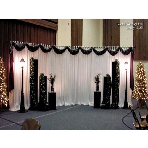 Black and White 10ft x 20ft Wedding Backdrop Curtain Wholesale stage decoration Wedding Backdrop With Swag stage decorations