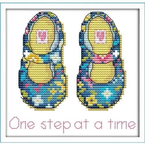 Baby shoes cross stitch kit aida 14ct 11ct count print canvas stitches embroidery DIY handmade needlework
