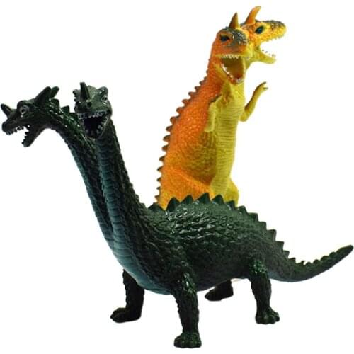 2Pcs Kids Realistic Dual-Headed Dinosaur Model Action Figure Collectible Toy Gift