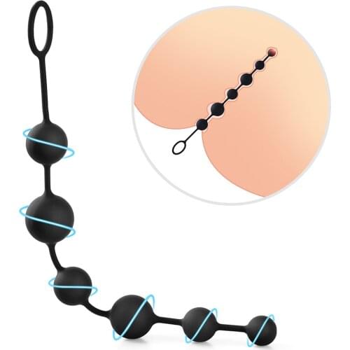 Long 6 Beads Silicone Butt Plug Beads Ball Sex Toy For Women Couples Anus Masturbator Prostate Massager Anal Plug For Men
