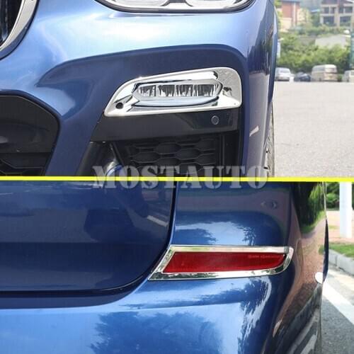 For BMW X3 G01 ABS Chrome Front & Rear Fog Light Lamp Trim Cover 2018-2020 4pcs Car Accessories Interior Car Decor Car Trim