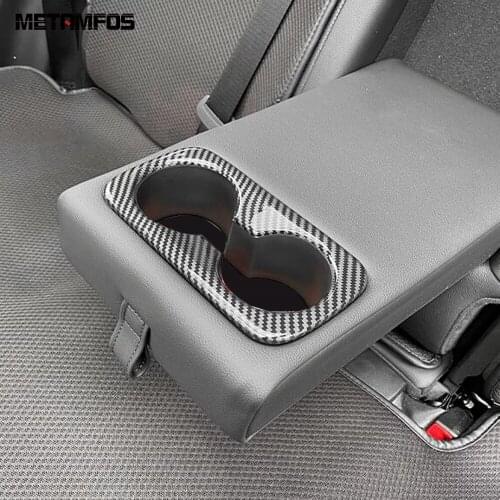 For Hyundai Tucson 2021 2022 2023 Carbon Fiber Rear Cup Holder Water Bottle Decoration Frame Interior Accessories Car Styling