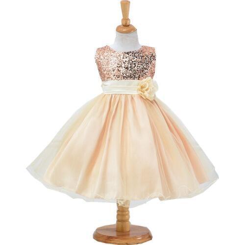 Elegant Girl Sleeveless Dress Sequins Princess Clothing Baby Girl Lace Party Ball Gown Fancy Vestidos Menina Girl Birthday Gifts